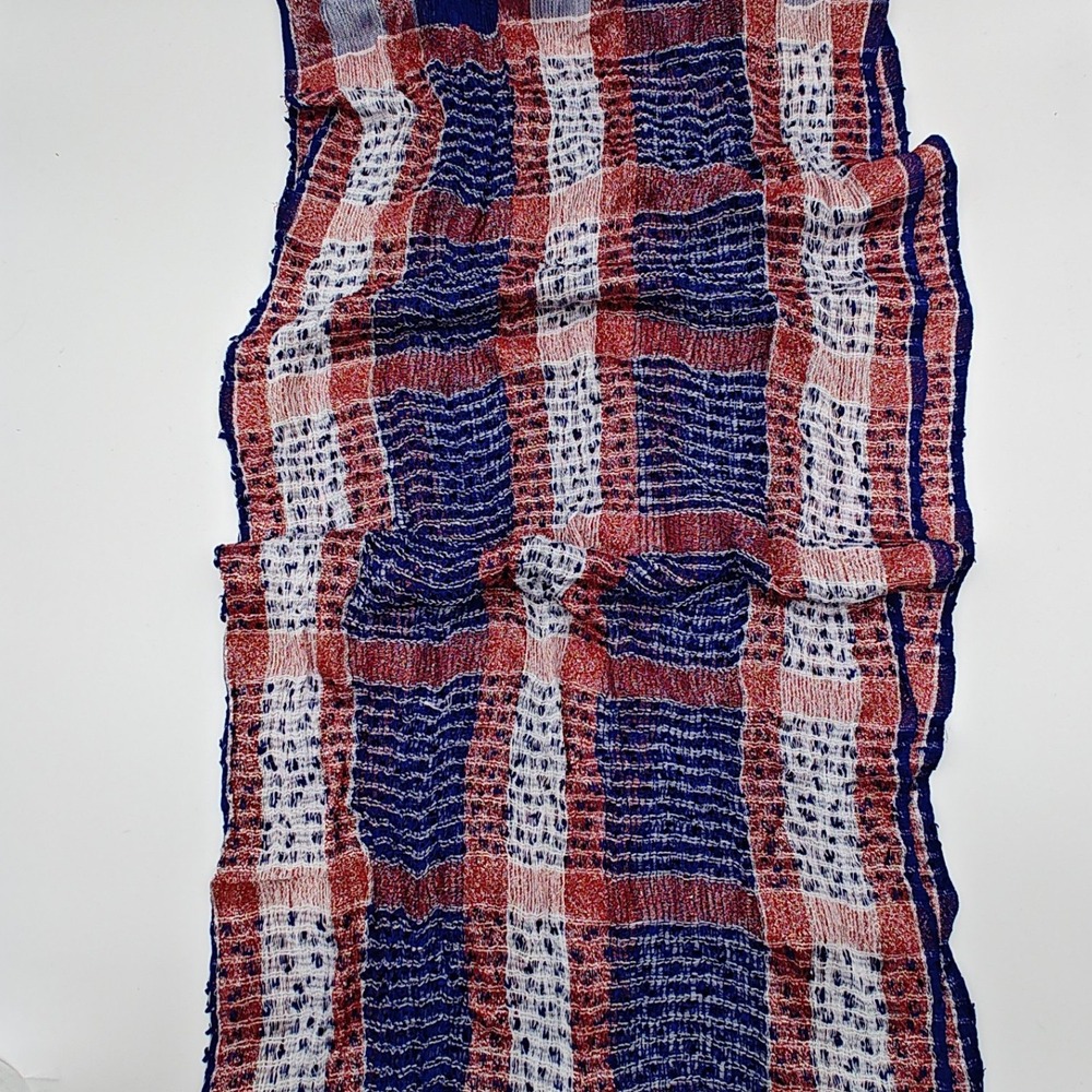Patriotic Infinity Scarf Red White Blue Metallic Lightweight Open Weave Loop - Picture 6 of 7